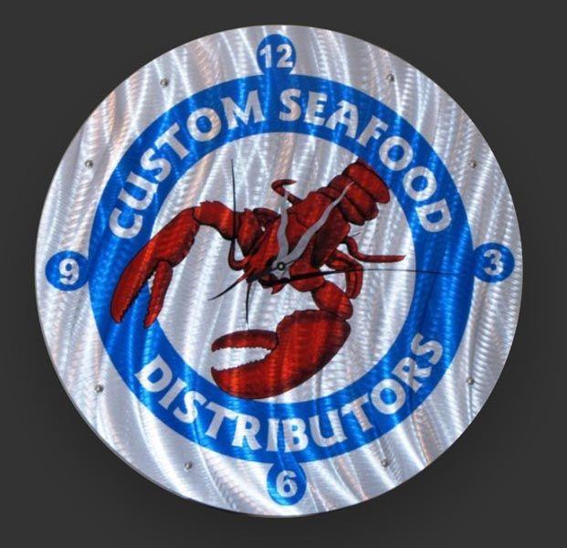 Business Logo Custom Seafood Distributors Metal Clock 1 800 600 80