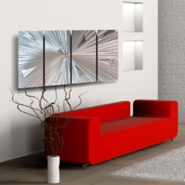 Red Wall Clock 3 panel