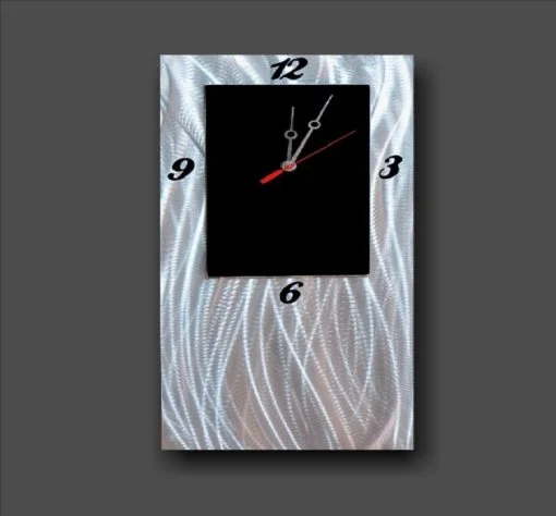 Plain Metal Clock Black Square