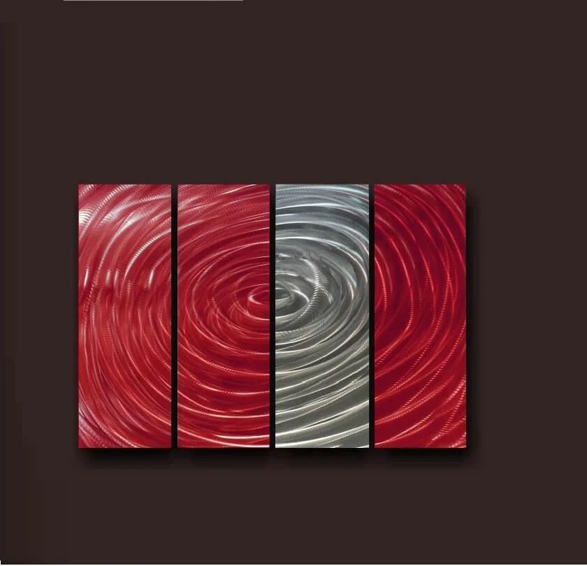 metal wall art 3 panel red