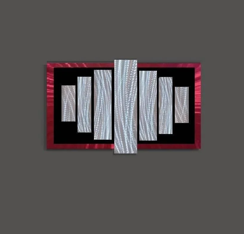 red black silver metal art