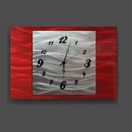 red metal wall clock design
