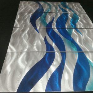 blue waves metal wall art