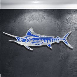 Cabilock Sea Fish Wall Hanging Metal Fish Decoración de La Pared Océano Costero Iron Art Wall Sculpture for Outdoor Interior Decorations Yellow 