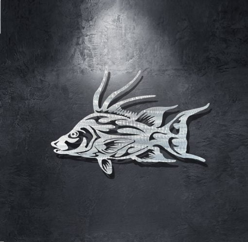 metal hog fish sculpture