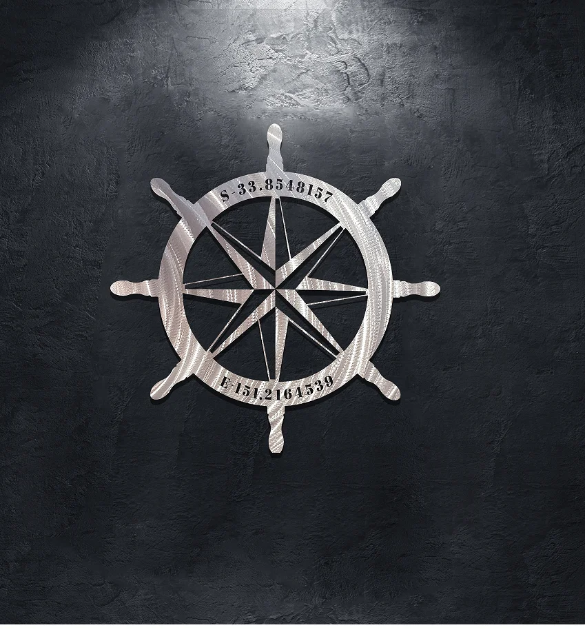 Nautical Ship Wheel With Star Metal Ship Wheel