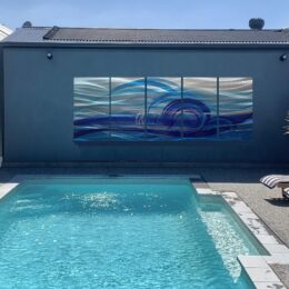 Outdoor metal wall art swimming pool