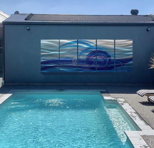 Outdoor metal wall art swimming pool