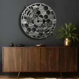 Bee metal wall clock