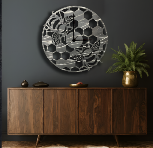 Bee metal wall clock