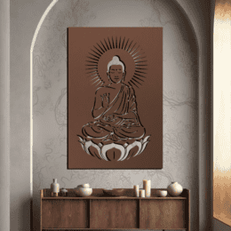 Buddha metal wall art for meditation room decor
